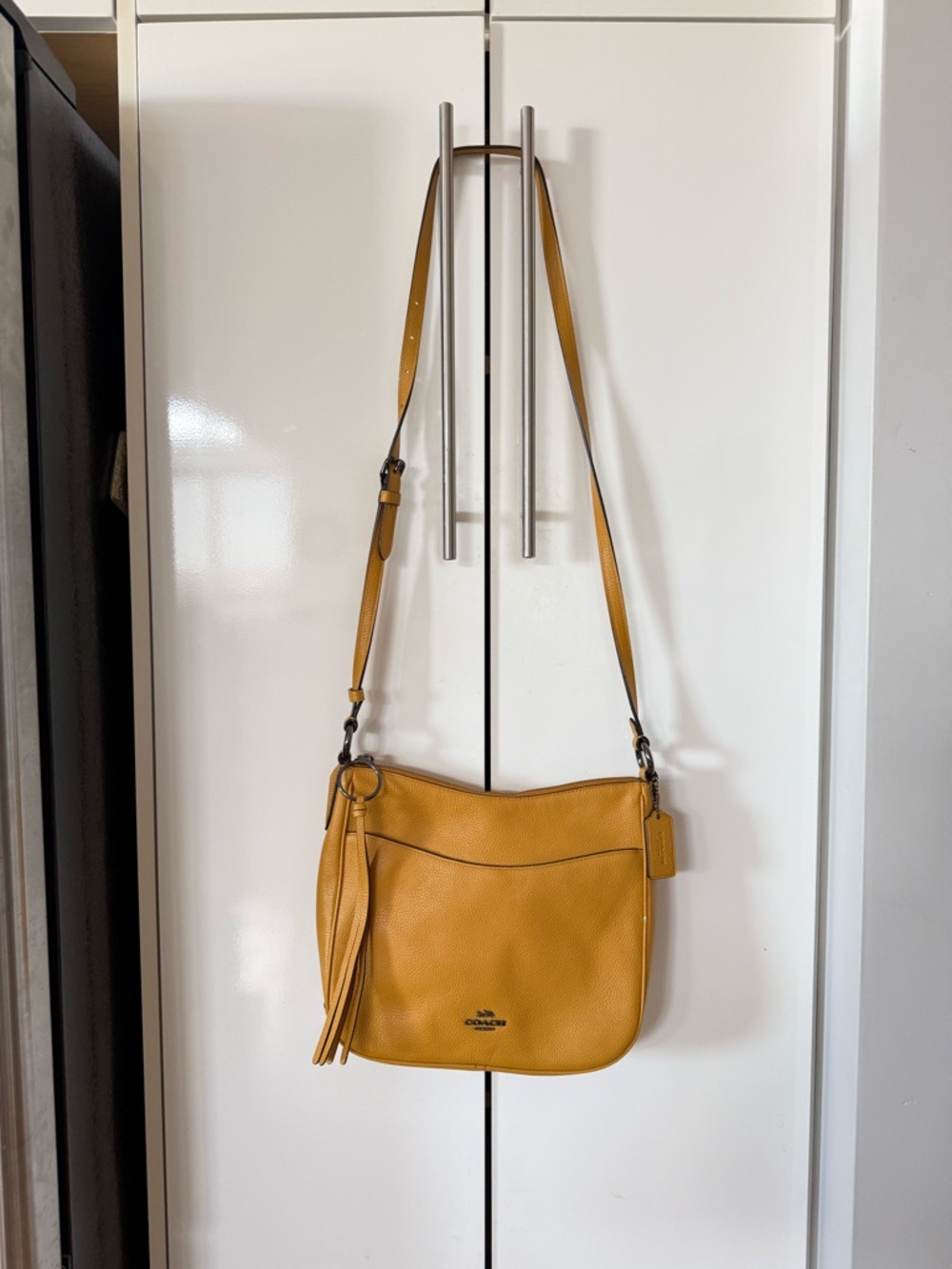 Coach Pebble Leather Crossbody Bag AND matching wallet in Mustard Yellow
